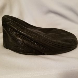 Dobbs Genuine Blk Leather Flat Cap S/M